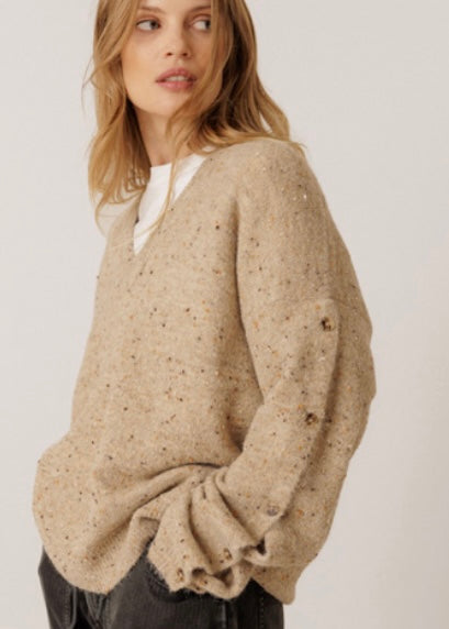 Button-Sleeved Sweater