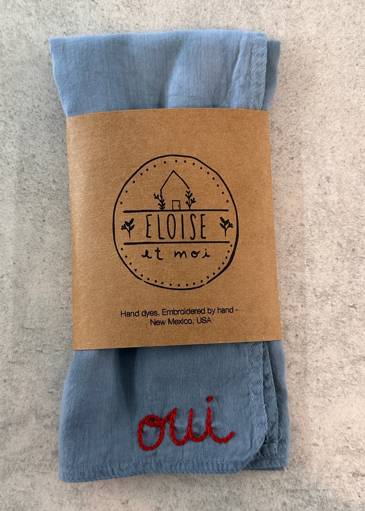 Hand Dyed + Embroidered Oui Organic Cotton Bandana