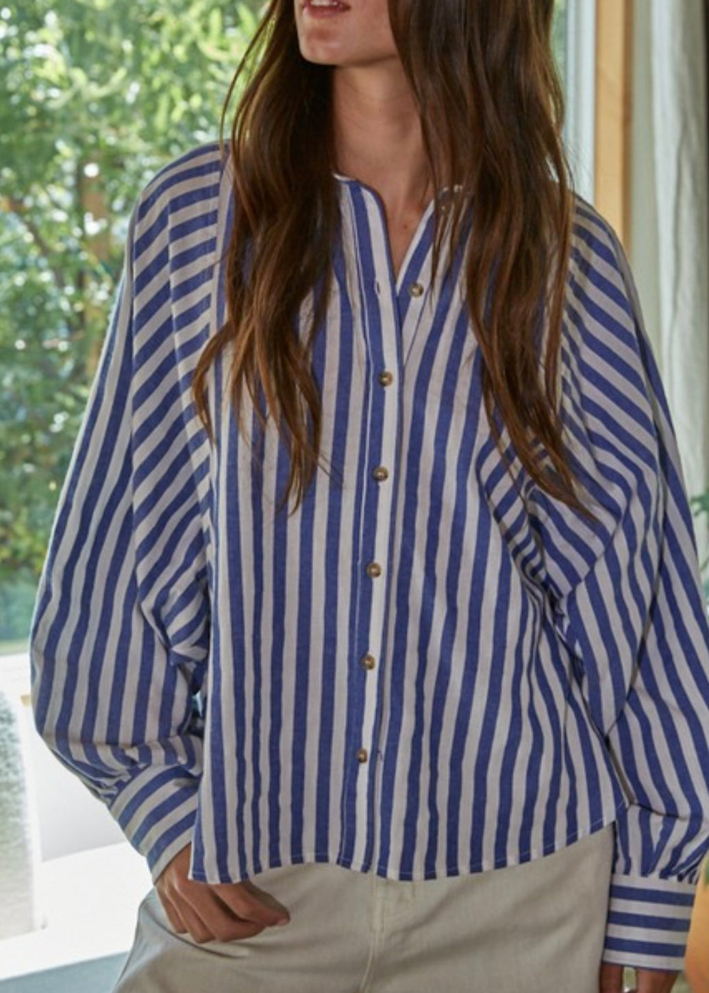Greek Islands Stripe Button Up