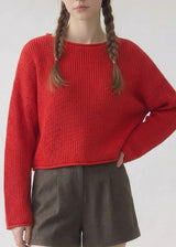Boxy Cropped Long Sleeve Sweater