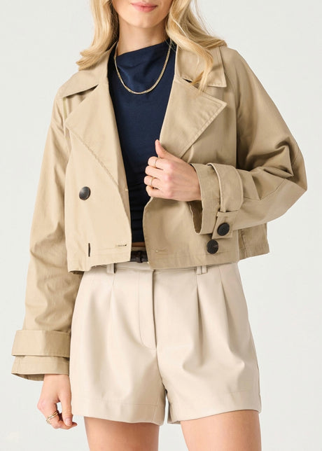 Long Sleeve Cropped Trench Coat