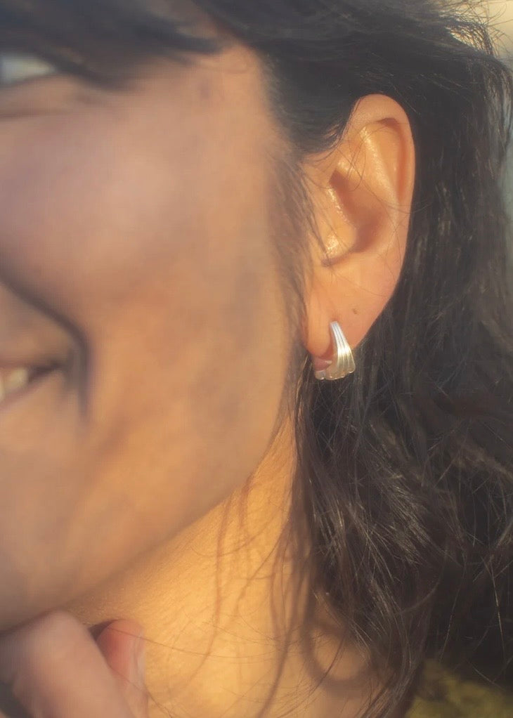 Meridian Huggie Hoops in Sterling Silver