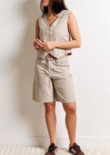 Herringbone Belted Shorts