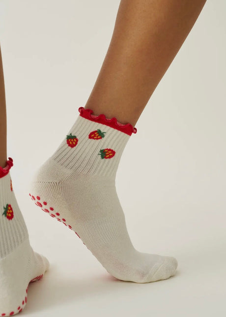 Strawberry Ruffle Grip Socks