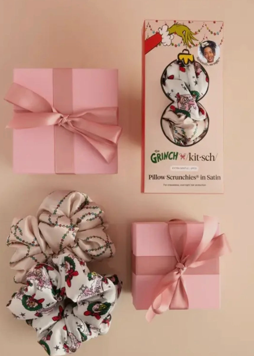 The Grinch X Kitsch Satin Pillowscrunchies® in Cindy Lou Who