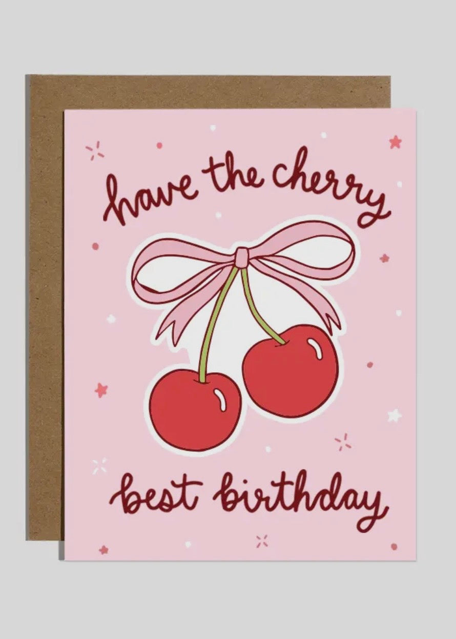 Cherry Best Birthday Sticker Card