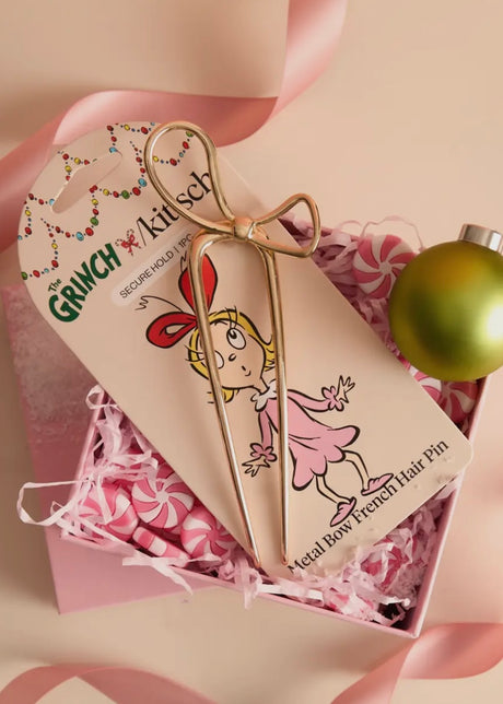 The Grinch X Kitsch Gold Bow French Hair Pin