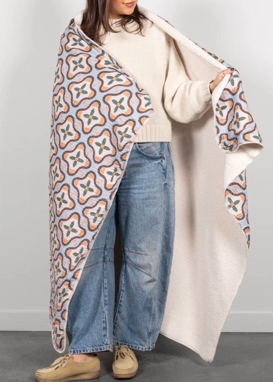THE MOSAIC | Block Print Sherpa Lined Throw