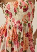 Floral-Print Mesh Smocked Dress