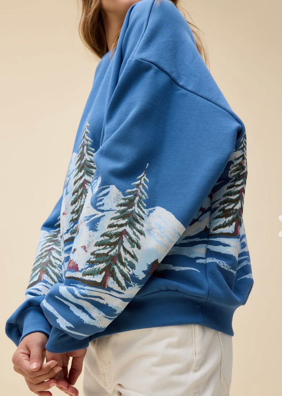 Alpine Ski Scene Oversized Crewneck