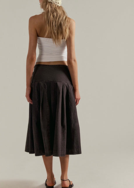 Skipper Pleated Chino Midi Skirt