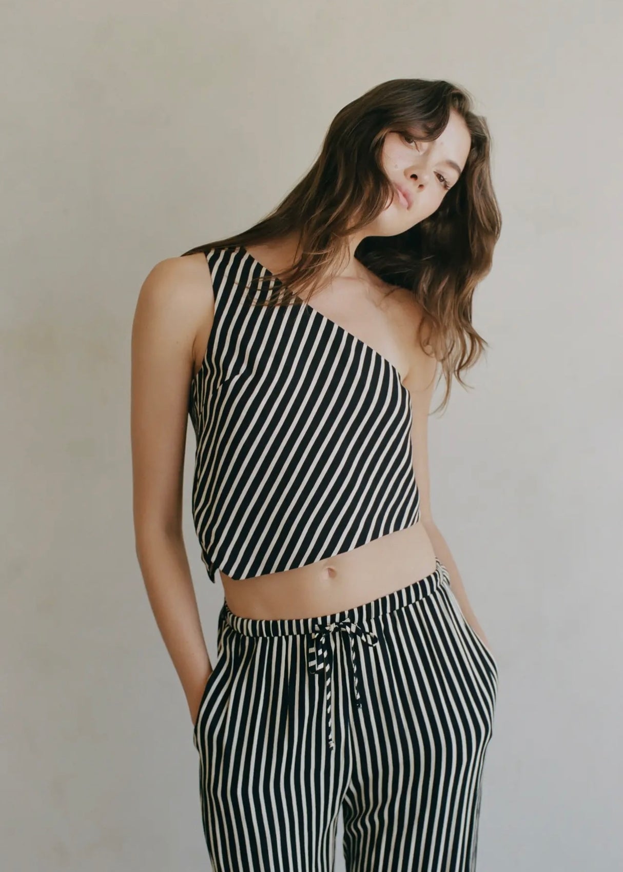 One Shoulder Stripe Top