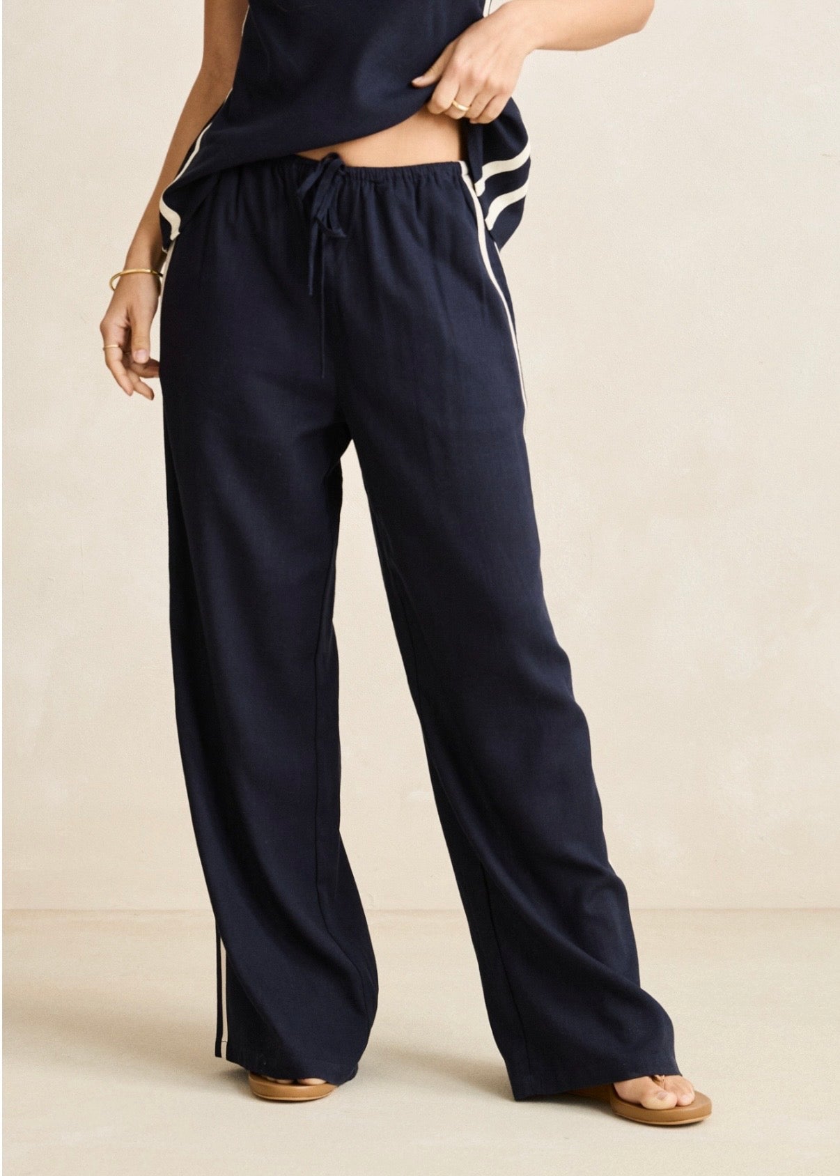 Contrast Linen Track Pant