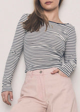 Open Back Striped Long Tee