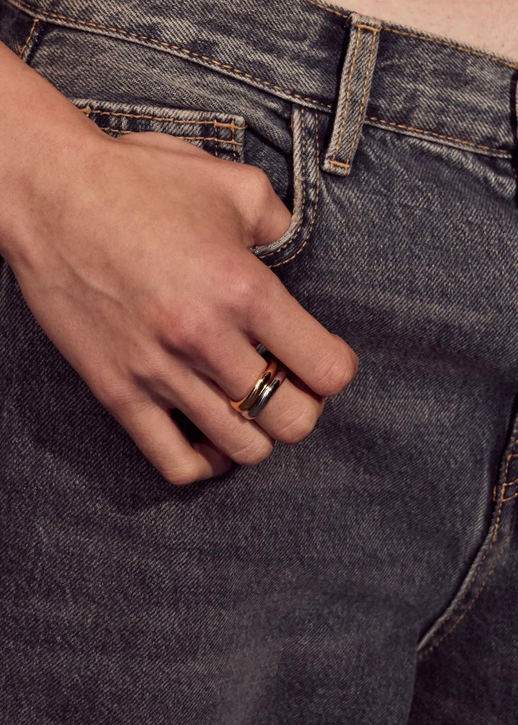 Two-Tone Wave Ring Set