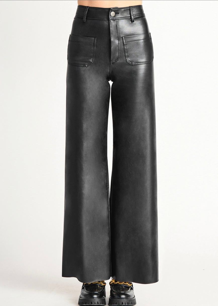 Wide Leg Faux Leather Pant
