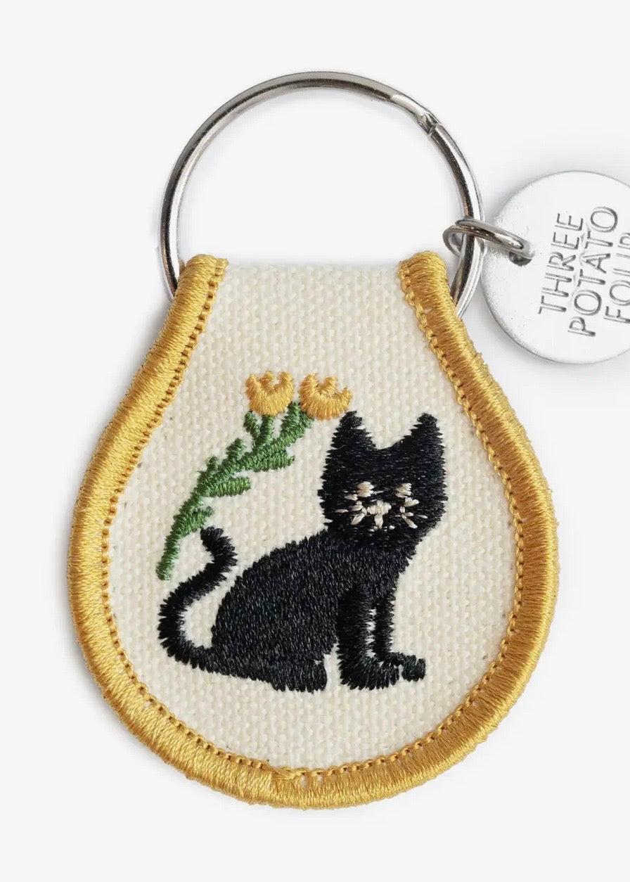 Black Cat Patch Keychain