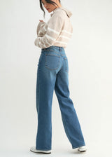 High Rise Full Length Straight Jean - Dark Denim