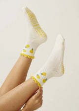 Lemon Ruffle Grip Socks
