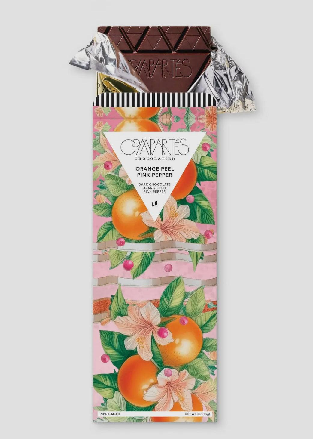 Orange Peel Pink Pepper Dark Chocolate Bar