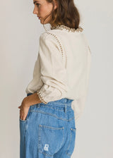 Corduroy Ruffled Collar Blouse