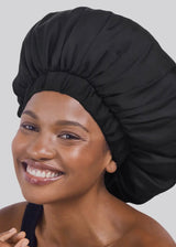Satin Sleep Xl Adjustable Bonnet - Black