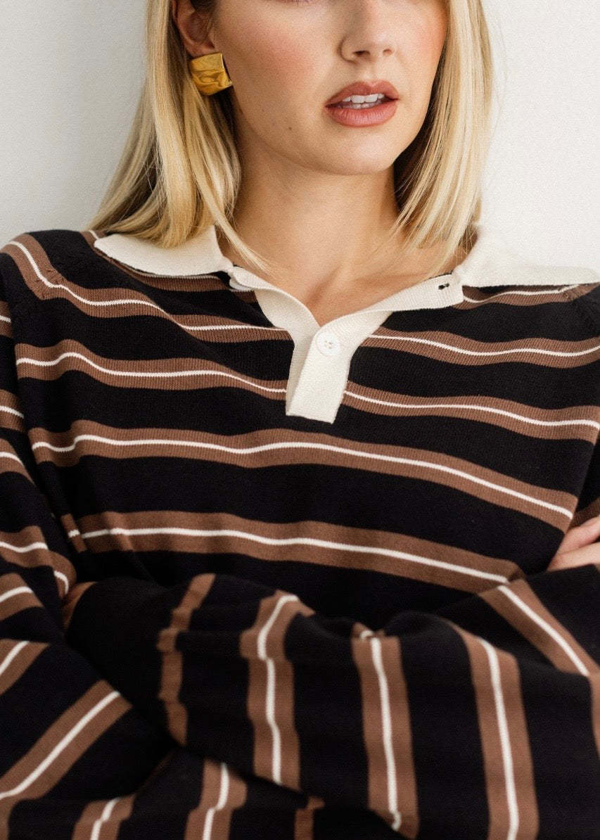 Oversized Knit Polo Shirt