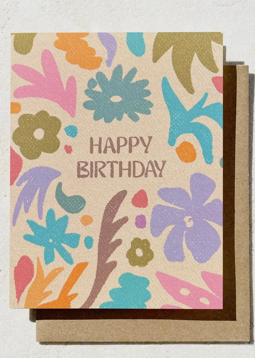 Floral 2 Happy Birthday Card