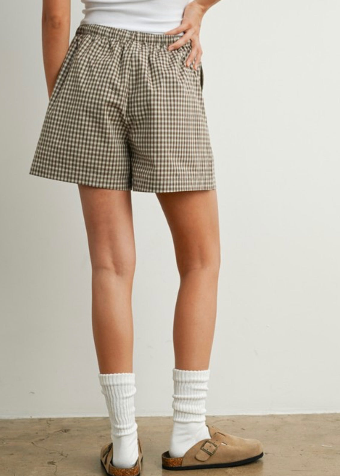 Lila Check Shorts
