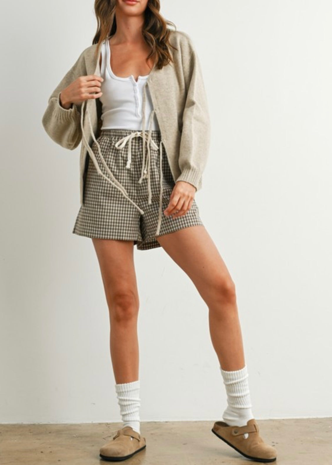 Lila Check Shorts