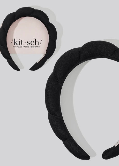 Recycled Fabric Puffy Headband 1pc- Black