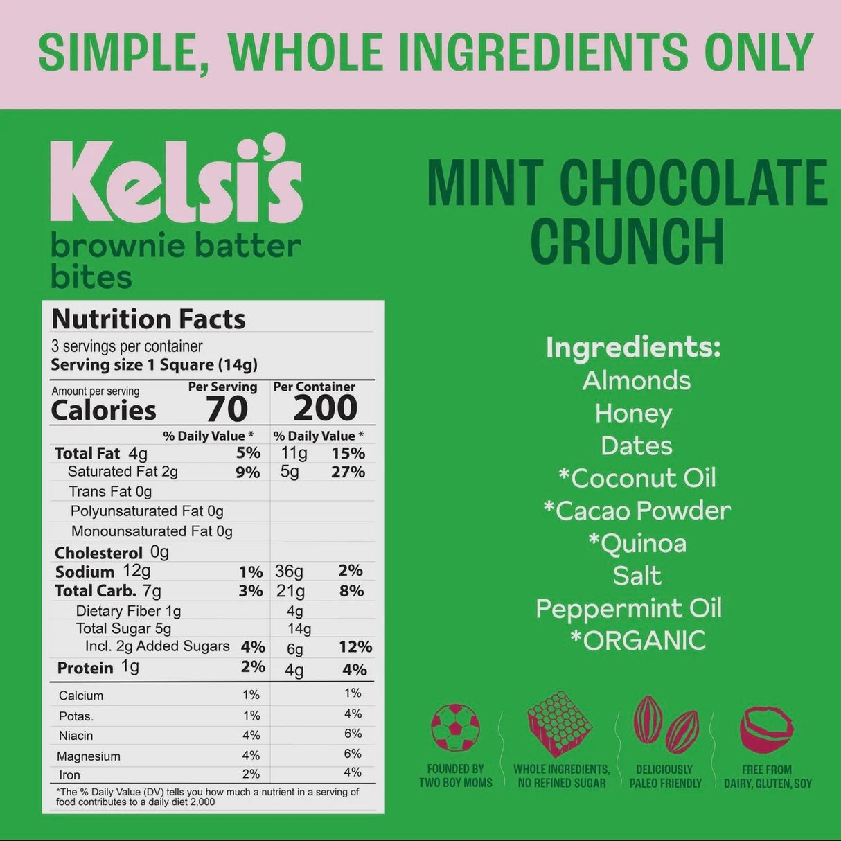 Mint Chocolate Crunch Brownie Batter Bites (DF + GF)