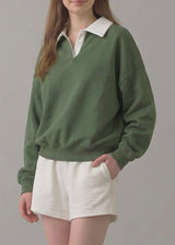 Pre-Shrunk Cotton Fleece Collared Sweatshirt