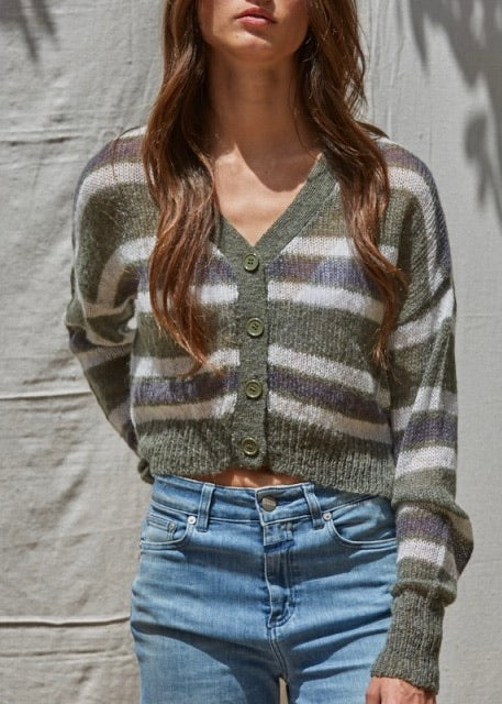 Olive Tree Stripe Cardigan