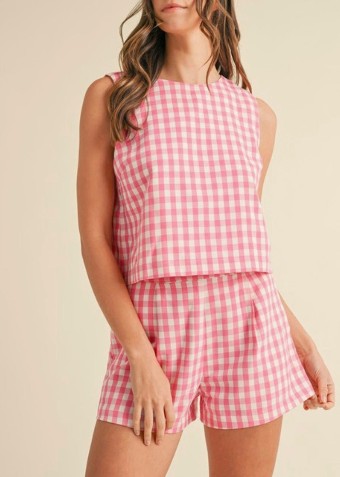 Gingham Check Tank Short Set
