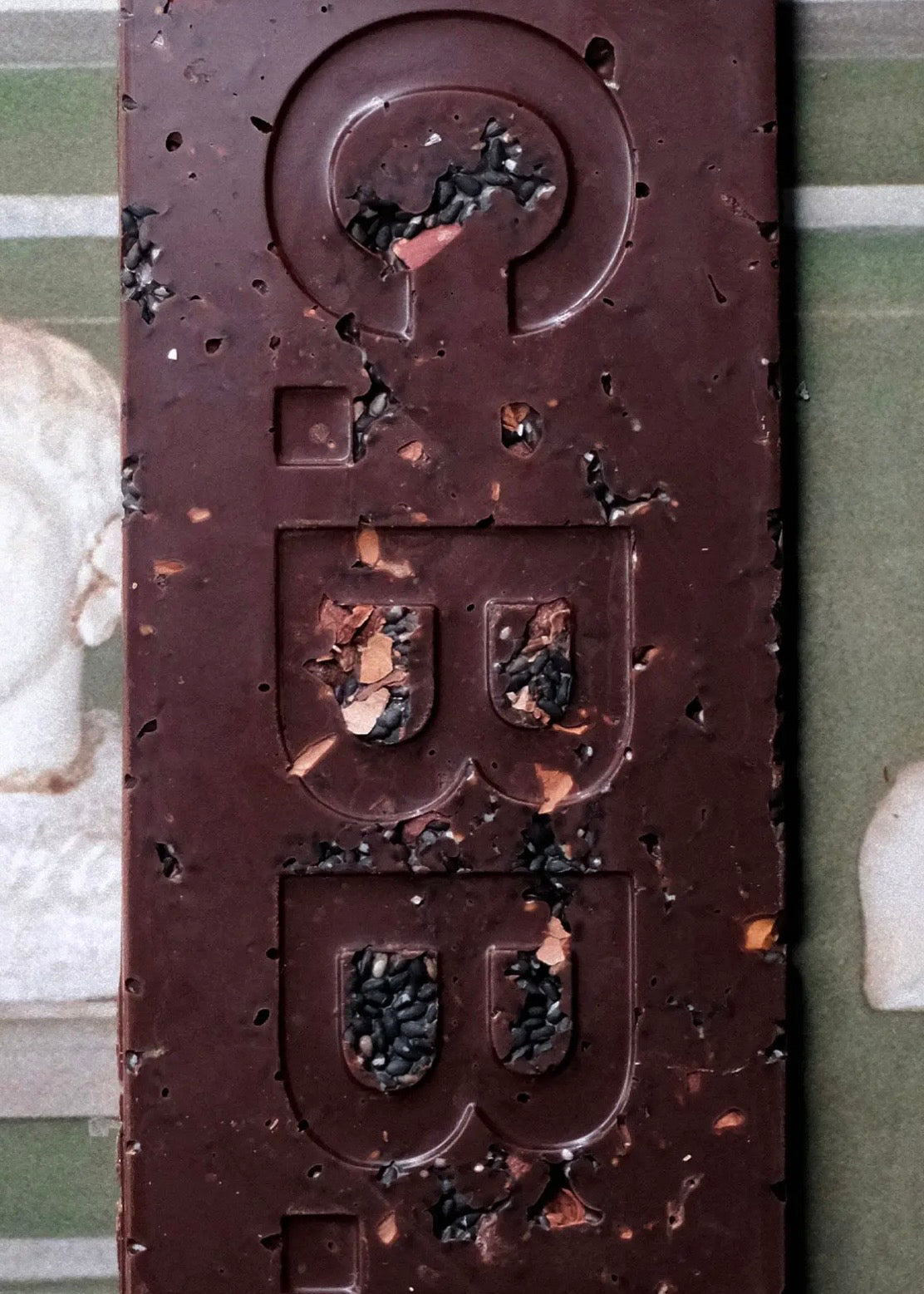 Black Toasted Sesame, Cacao Shell and Nib Chocolate Bar