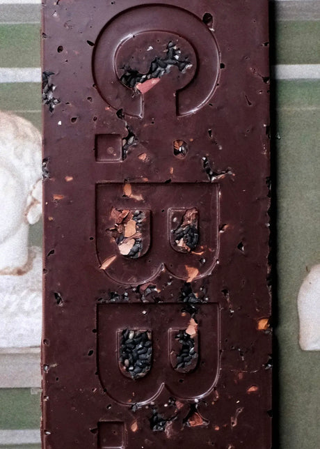 Black Toasted Sesame, Cacao Shell and Nib Chocolate Bar