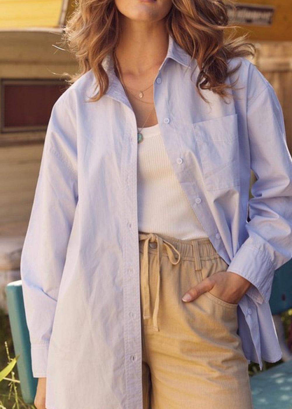 Contrast Stitch Button Down Shirt