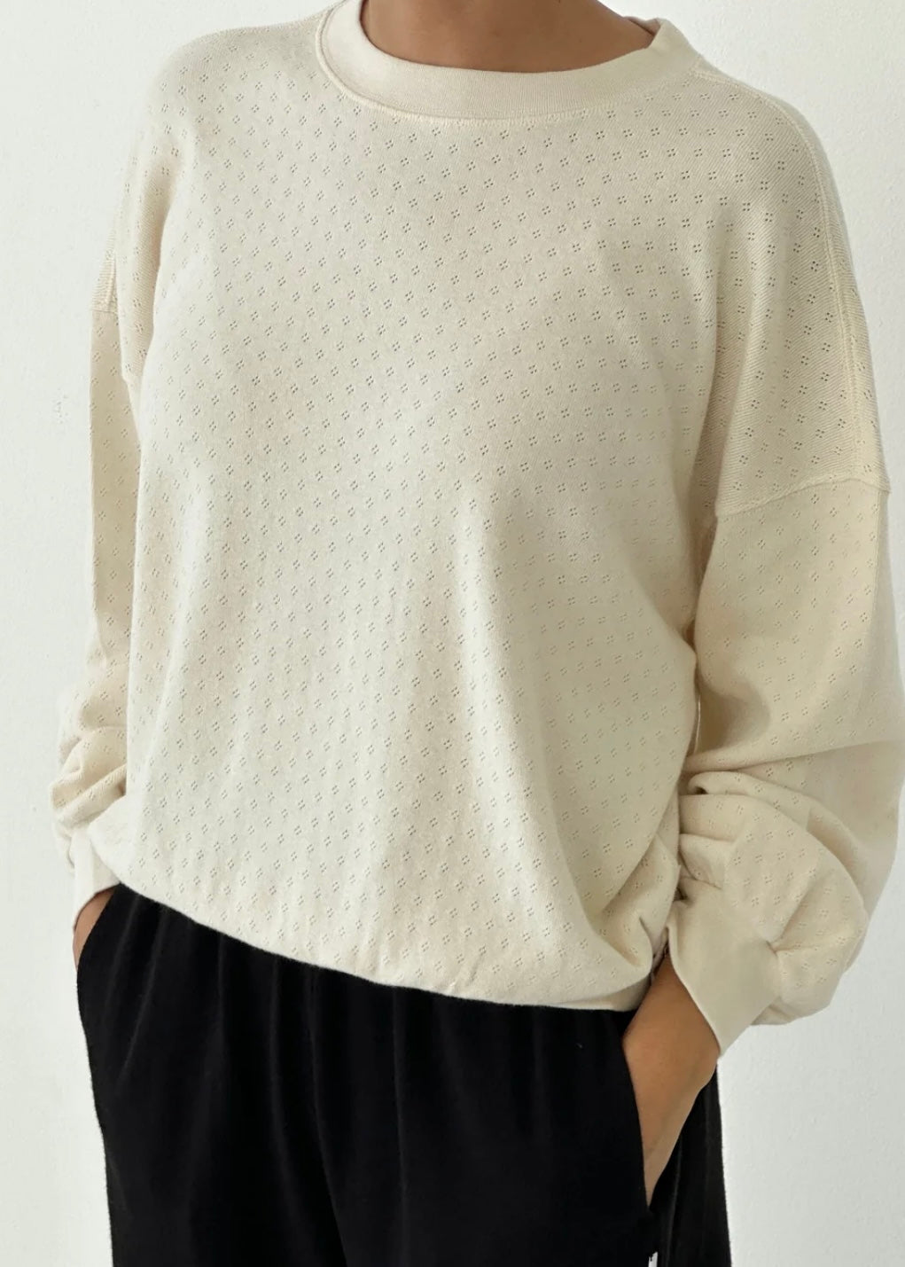 Pointelle Crew Sweatshirt