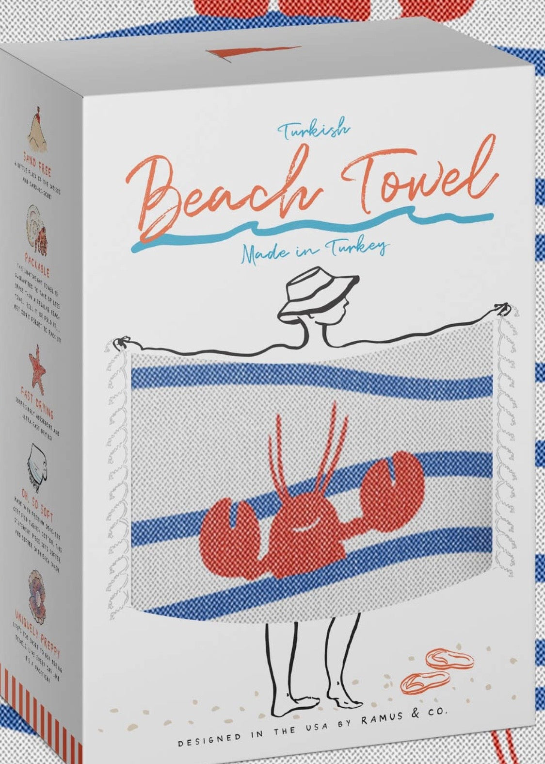 Lobster N' Waves Turkish Beach Towel