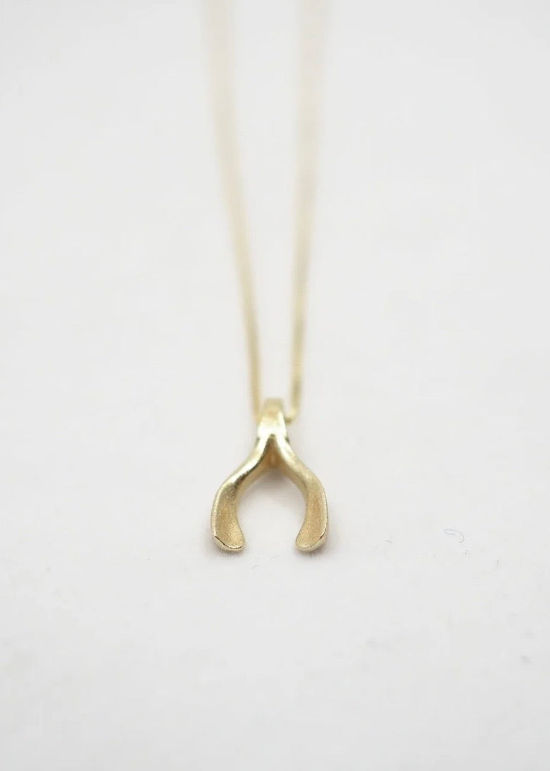 Wishbone Necklace in 10k Solid Gold