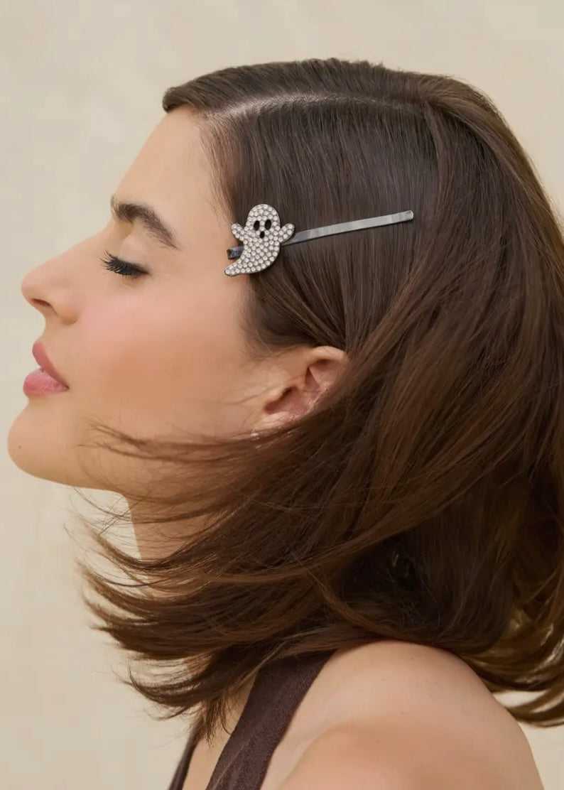 Extra Long Metal Rhinestone Bobby Pins 4pc Set - Ghost