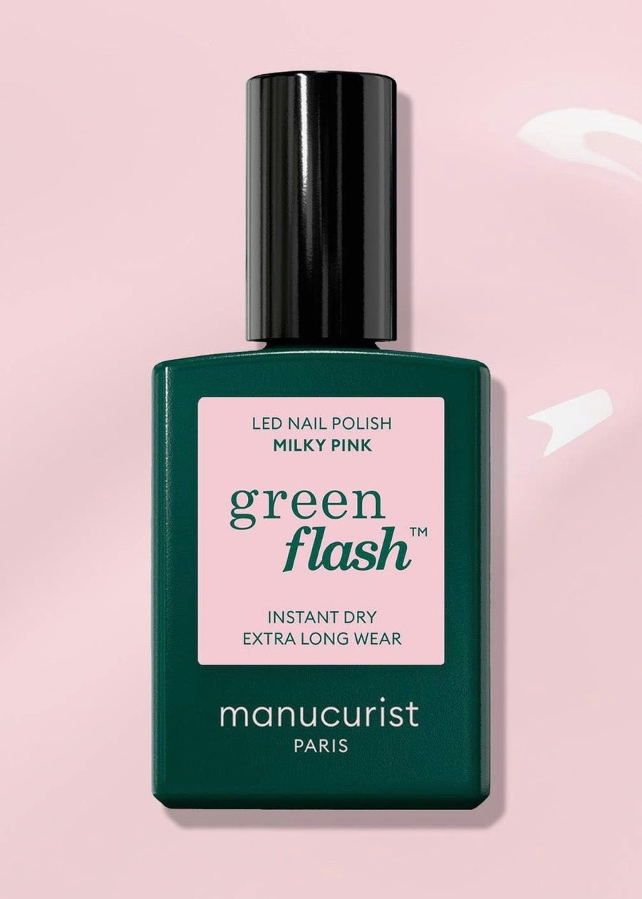 Milky Pink Green Flash Nail Polish