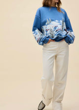 Alpine Ski Scene Oversized Crewneck
