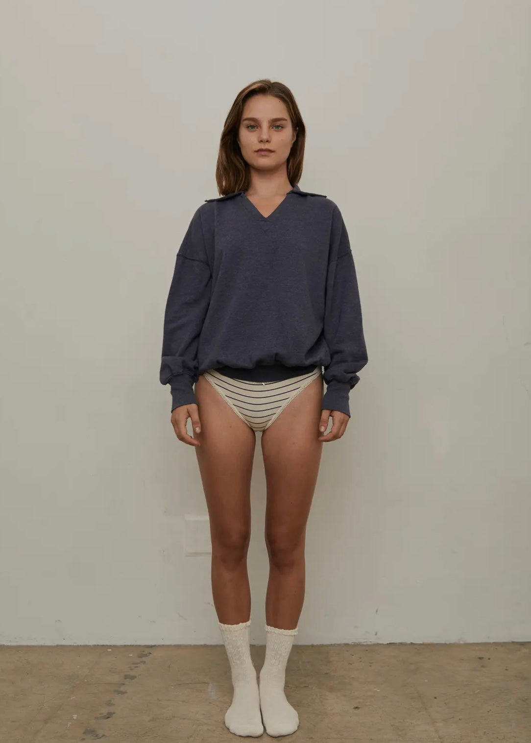 Collared V-Neck Sweatshirt