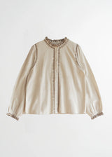 Corduroy Ruffled Collar Blouse