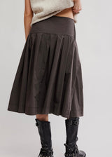 Skipper Pleated Chino Midi Skirt