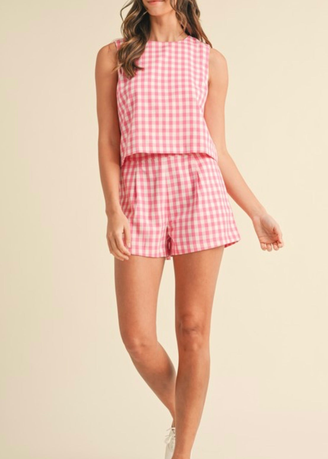 Gingham Check Tank Short Set