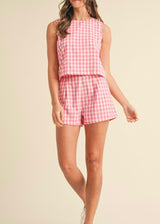 Gingham Check Tank Short Set