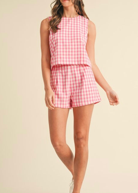 Gingham Check Tank Short Set